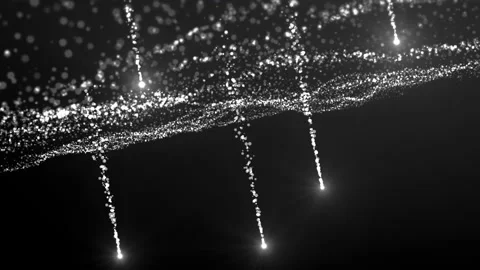 Massive monochrome cloud of tiny glowing particles forming an endless field of Stock Footage 196183765