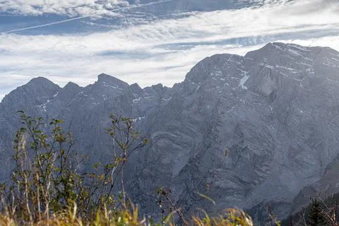 Massive mountain chain, forest and meadows of the German Alps Stock Photos