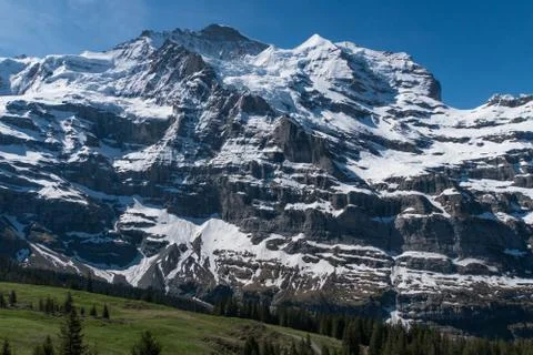 Massive mountain Wall of Eiger Stock Photos
