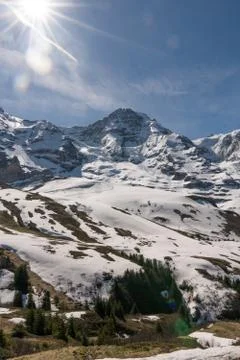Massive mountain Wall of Eiger Fotos Stock