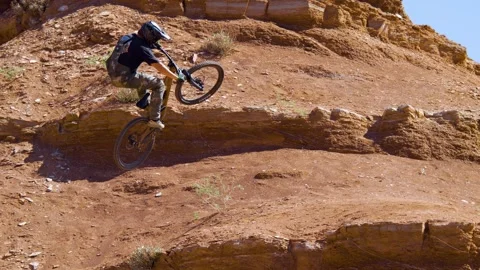 Massive MTB Step Up Gap Cine Zoom Slow Motion Shot in 5K 616fps Stock Footage 312360129