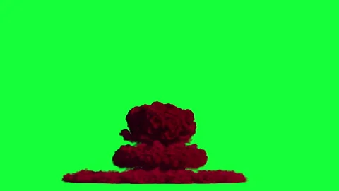 Massive nuclear explosion on Green Screen Stock Footage 322067109