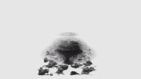 Massive nuclear explosion over clouds on transparent background Stock Footage 321632227
