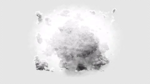 Massive nuclear explosion over clouds on transparent background Stock Footage 321633050