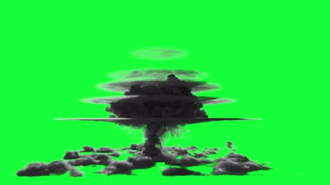 Massive nuclear explosion over clouds on Green Screen Stock Footage 322067412