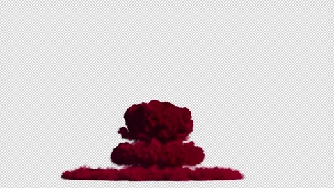 Massive nuclear explosion on transparent background Stock Footage 321631440