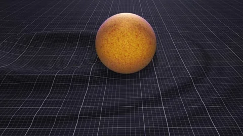 Massive object warping space/grid surface. 3d animation render Stock Footage 286401390