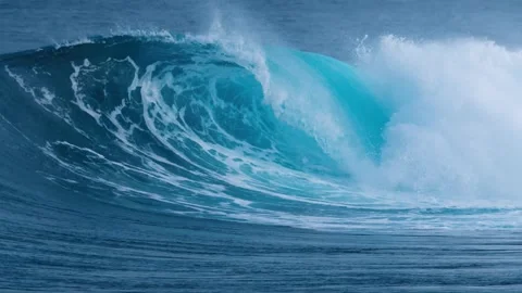 Massive Ocean Wave Crashing with White Foam and Powerful Spray Stock-Footage 341209889