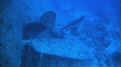 Massive propeller of the ship wreck Stock Footage 22638002