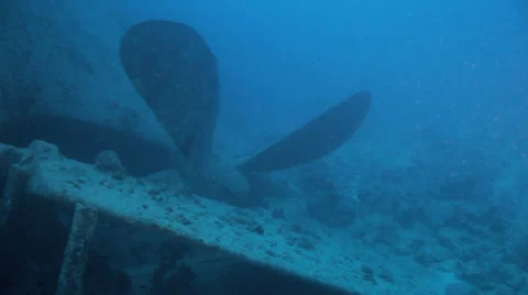 Massive propeller of the ship wreck Stock Footage 22731726