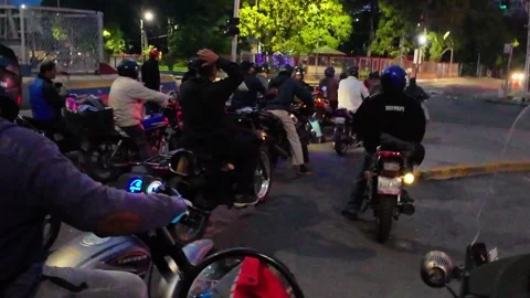 Massive Queue of Motorcyclists for Subsidized Petrol in Caracas Venezuela Video stock 324937383