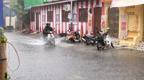 Massive Rainfall Asia Stock Footage 42706376