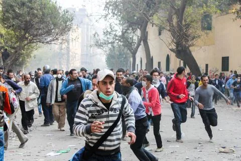 Massive revolution in Cairo, Egypt Stock Photos