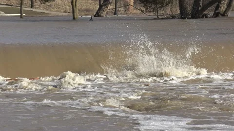 Massive river flooding during record warm temperatures in Ontario Canada Vídeos de archivo 150241661