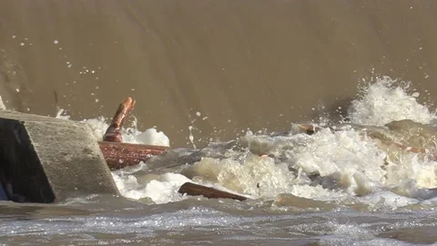 Massive river flooding during record warm temperatures in Ontario Canada Stock Footage 150241668
