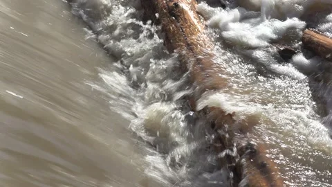 Massive river flooding during record warm temperatures in Ontario Canada 動画素材 150242158
