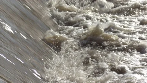 Massive river flooding during record warm temperatures in Ontario Canada Stock Footage 150242470