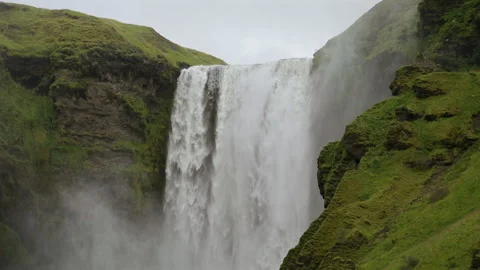 Massive River Waterfall with Mist Stock Footage 324039851