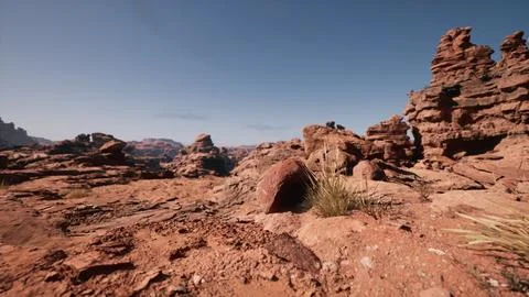 Massive Rock Formation in Desert Stock Illustration