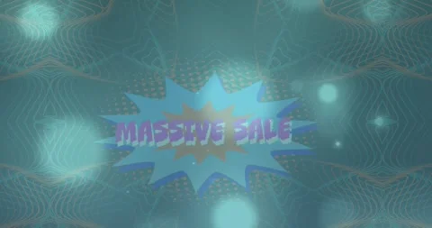 Massive sale text on speech bubble against kaleidoscopic pattern moving against Stock Footage 327848545