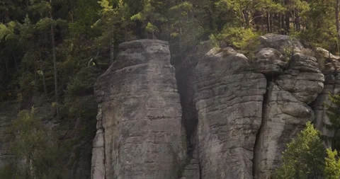Massive Sandstone Rock Formations In Bohemian Paradise Czech Republic Stockbeeldmateriaal 345079907