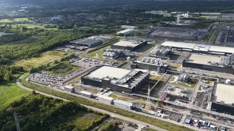 Massive scale data center in Saint Ghislain, Belgium. Big tech, AI Stock Footage 317843038