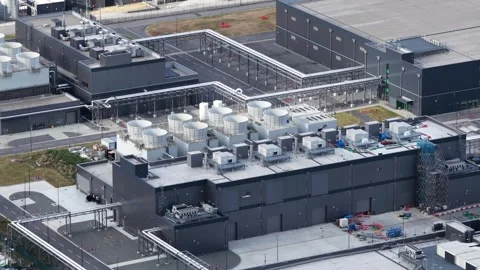 Massive scale data center in Saint Ghislain, Belgium. Big tech, AI Stock Footage 317843052