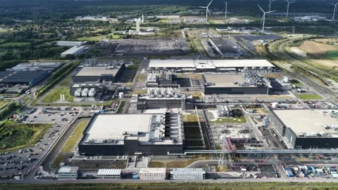 Massive scale data center in Saint Ghislain, Belgium. Big tech, AI Stock Footage 317843091