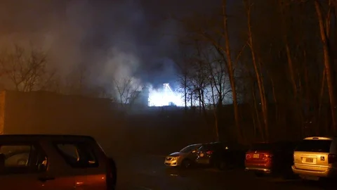 Massive smoke during structure fire Stock Footage 114748216
