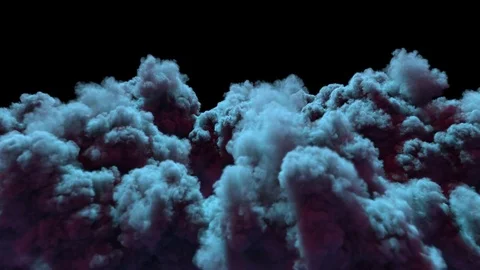 Massive smoke eruption lighted by blue light. Stock Footage 82470736