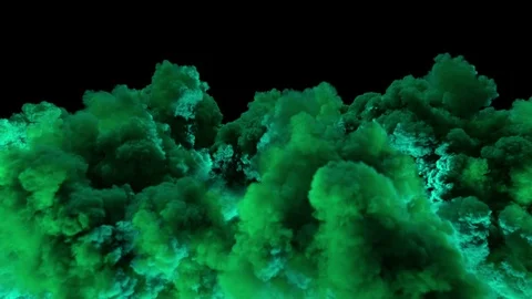 Massive smoke eruption lighted by green light. Stock Footage 82471431