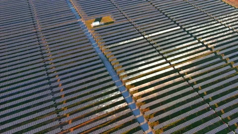 Massive solar collector array producing clean energy Stock Footage 165237835
