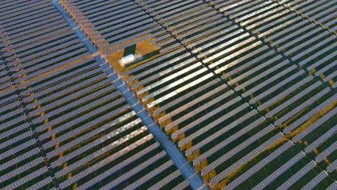 Massive solar collector array producing clean energy Stock Footage 165237978