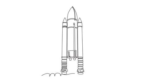 Massive space vehicle rocket system with side boosters standing upright Stock Footage 337947510
