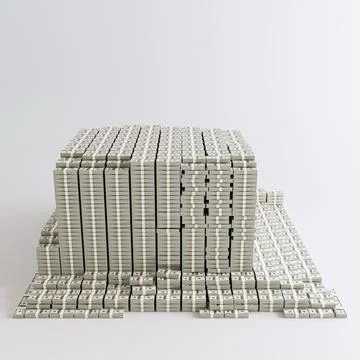 Massive stack of dollar bills iisolated on white background Stock Illustration