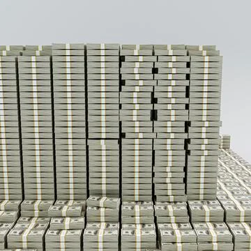 Massive stack of dollar bills iisolated on white background Stock Illustration