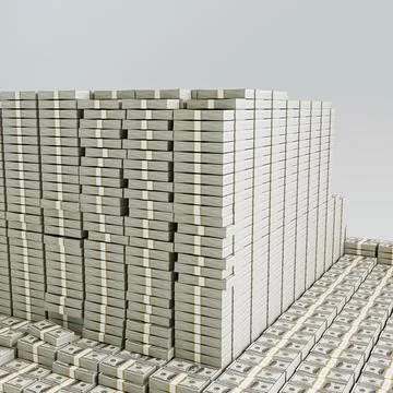 Massive stack of dollar bills iisolated on white background Stock Illustration