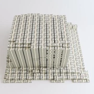 Massive stack of dollar bills iisolated on white background Stock Illustration