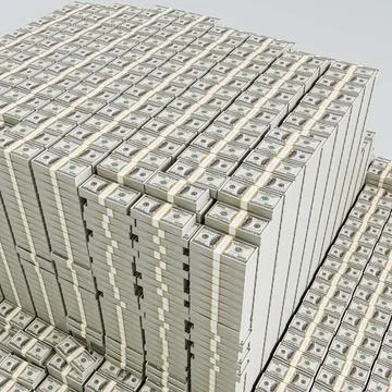 Massive stack of dollar bills iisolated on white background Stock Illustration