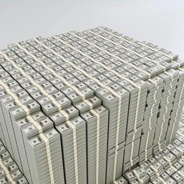 Massive stack of dollar bills iisolated on white background Stock Illustration