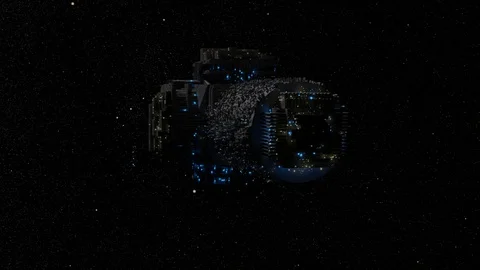 Massive Star Ship Flyby Stock Footage 118742039
