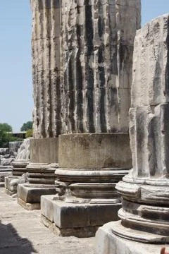 Massive stone columns of the apollo temple Stock Photos