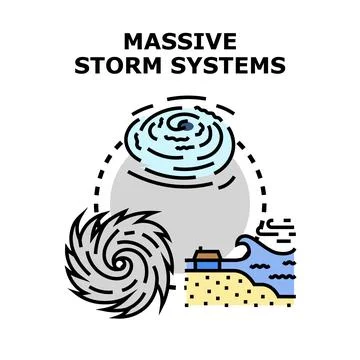 Massive storm systems causing natural disaster and extreme weather Illustrazione stock