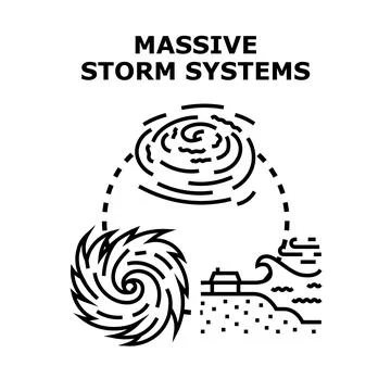 Massive storm systems causing natural disaster and extreme weather Illustrazione stock