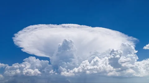 Massive Supercell Storm Cloud Timelapse Under Blue Sky Stock Footage 338433436