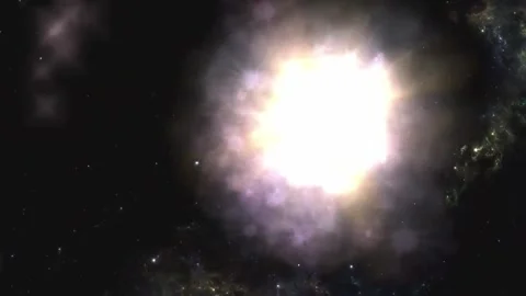 Massive supernova star explosion in outer space with cosmic dust. Stock Footage 345548620