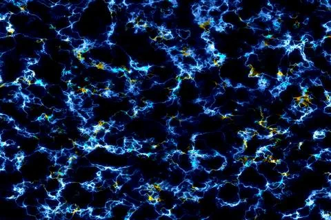 Massive thunder break out glow mineral texture on black marble Stock Photos