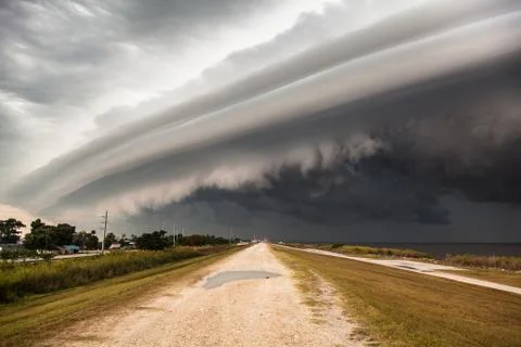 Massive Thunderstorm Shelf Cloud Structure Stock Photos
