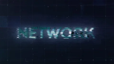 Massive title Network with problem glitch effect on a dark background with noise Stock Footage 122201106