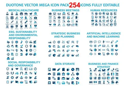This massive vector icon set provides comprehensive business concepts cover.. Stock Illustration